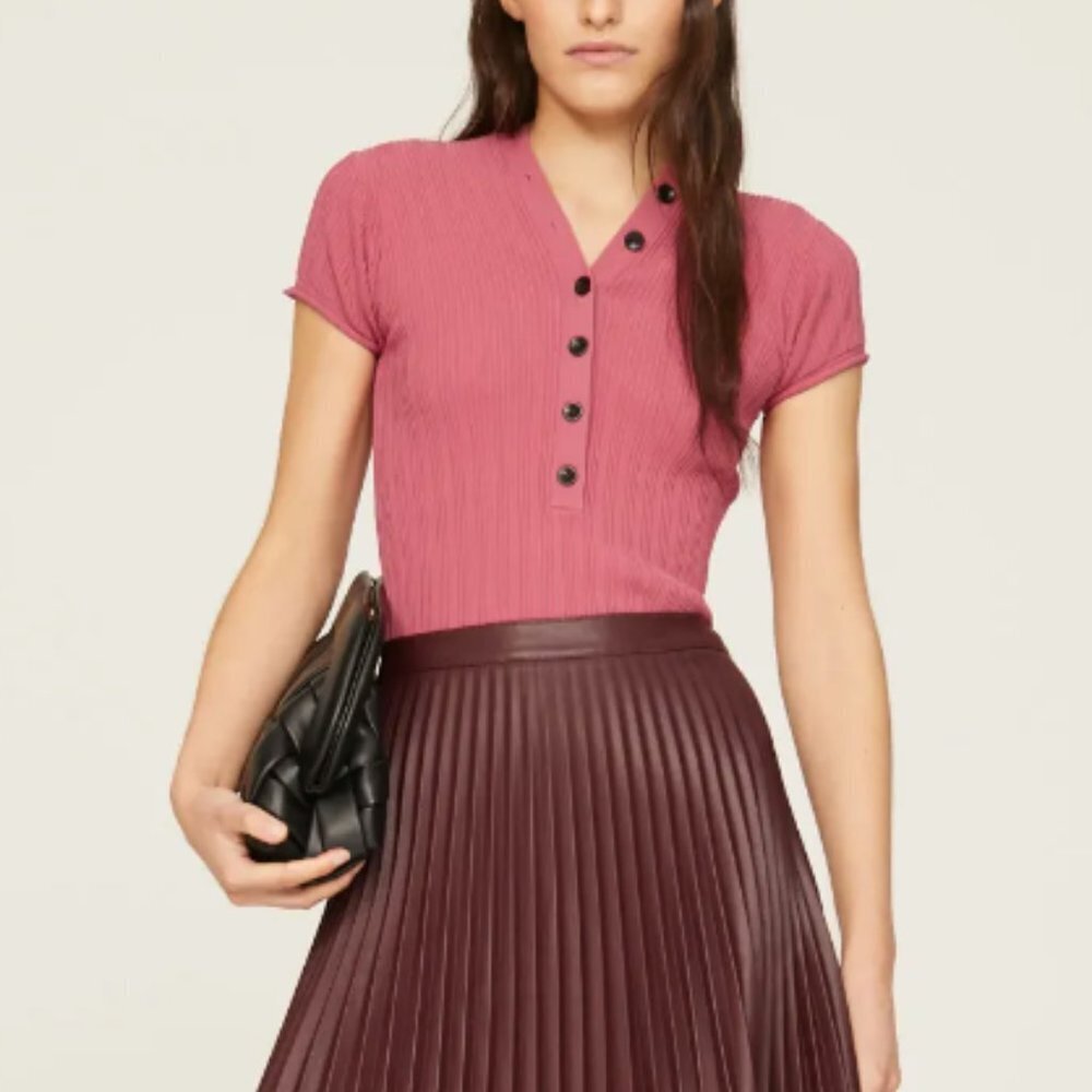 Proenza Schouler White Label Rib Knit Polo Top Size large